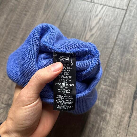 Perfect Blue Purple Stussy Basic Logo Beanie Skullcap Hat - Picture 6 of 7